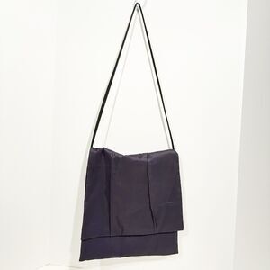 Women Satin Crossbody Shoulder Bag Dark Blue Fold Over Flap 11x12 in